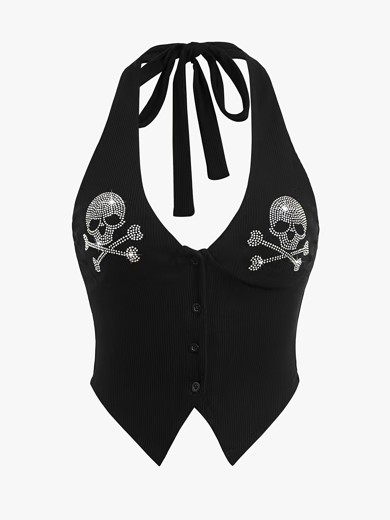 Skulled Rhinestone Halter Top