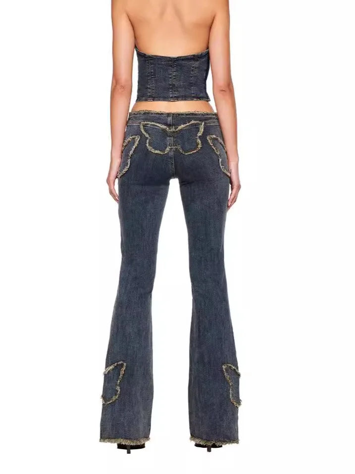 Butterfly Y2k Low Waist Bellbottoms