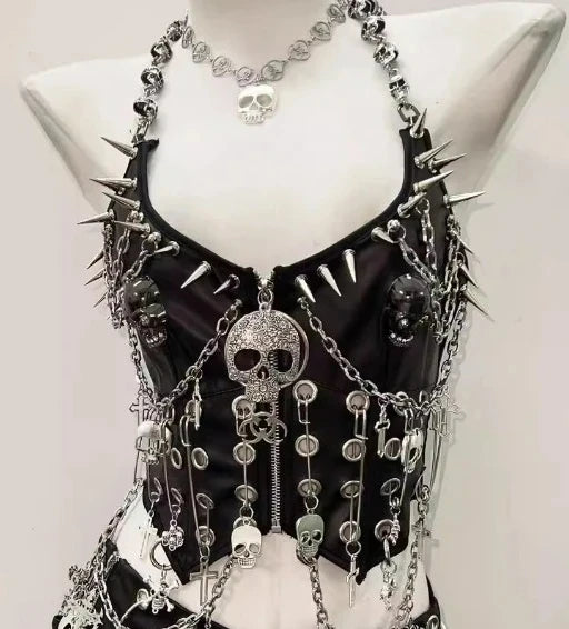 NEW! Gothic Studded Vest & Skirt