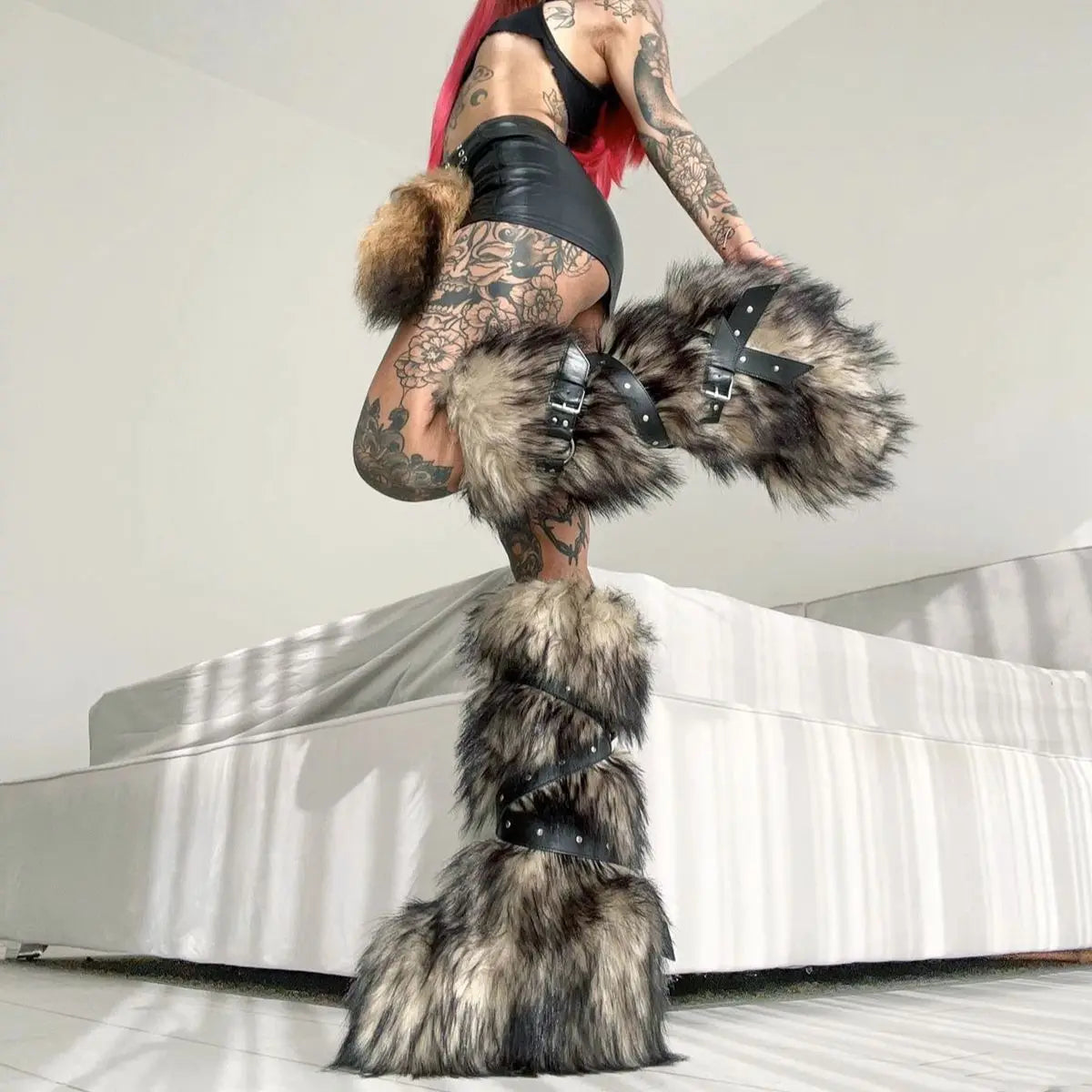 Faux Fur Buckle Down Boots