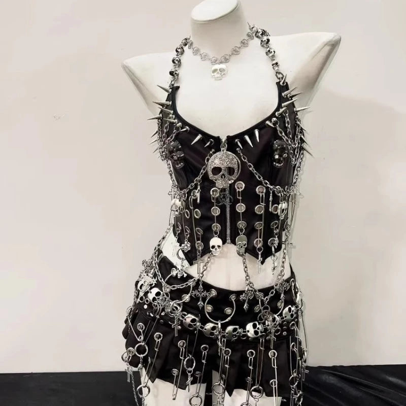 NEW! Gothic Studded Vest & Skirt