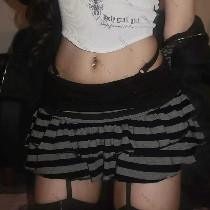 Stripped Micro Mini Skirt