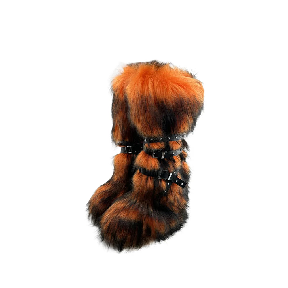 Faux Fur Buckle Down Boots