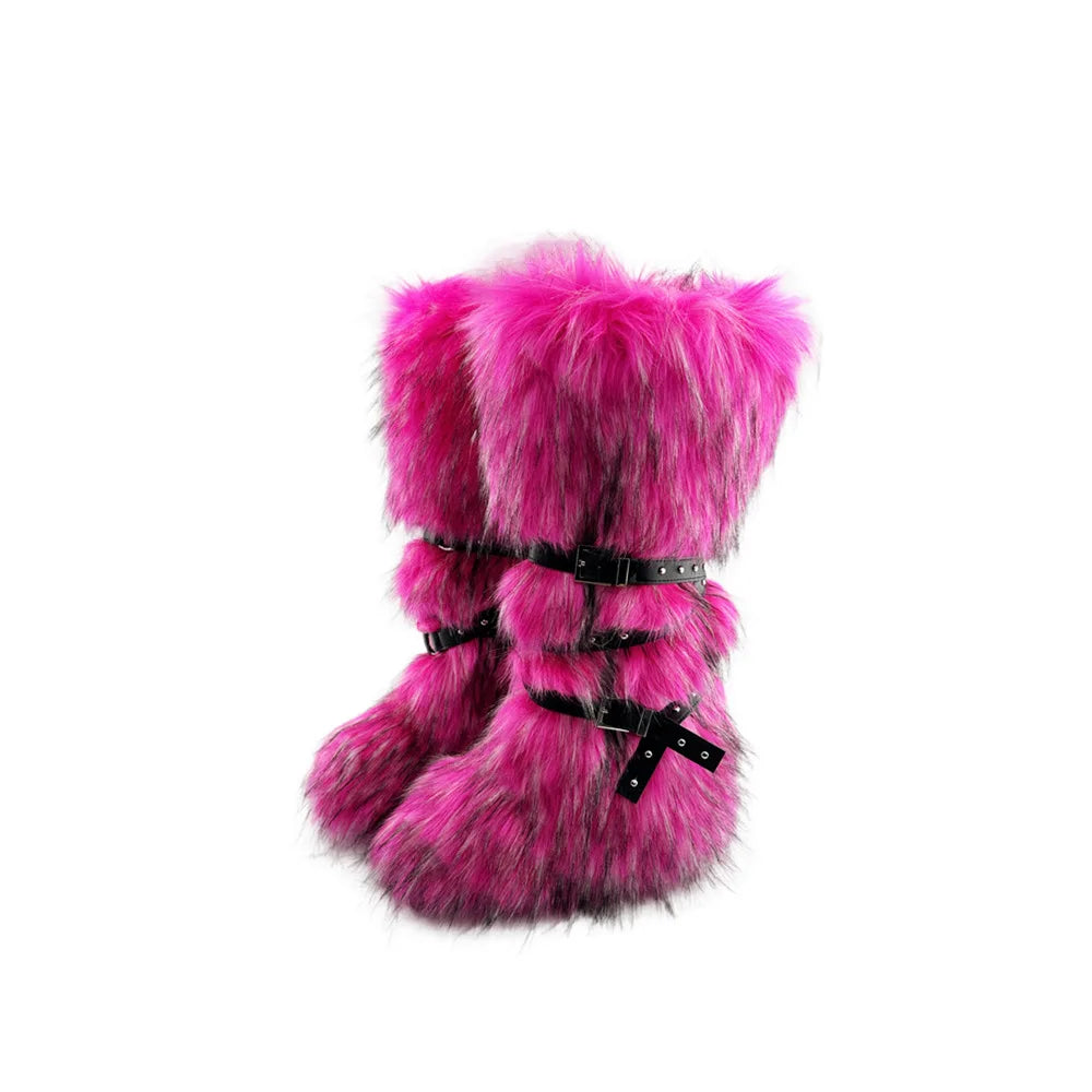 Faux Fur Buckle Down Boots