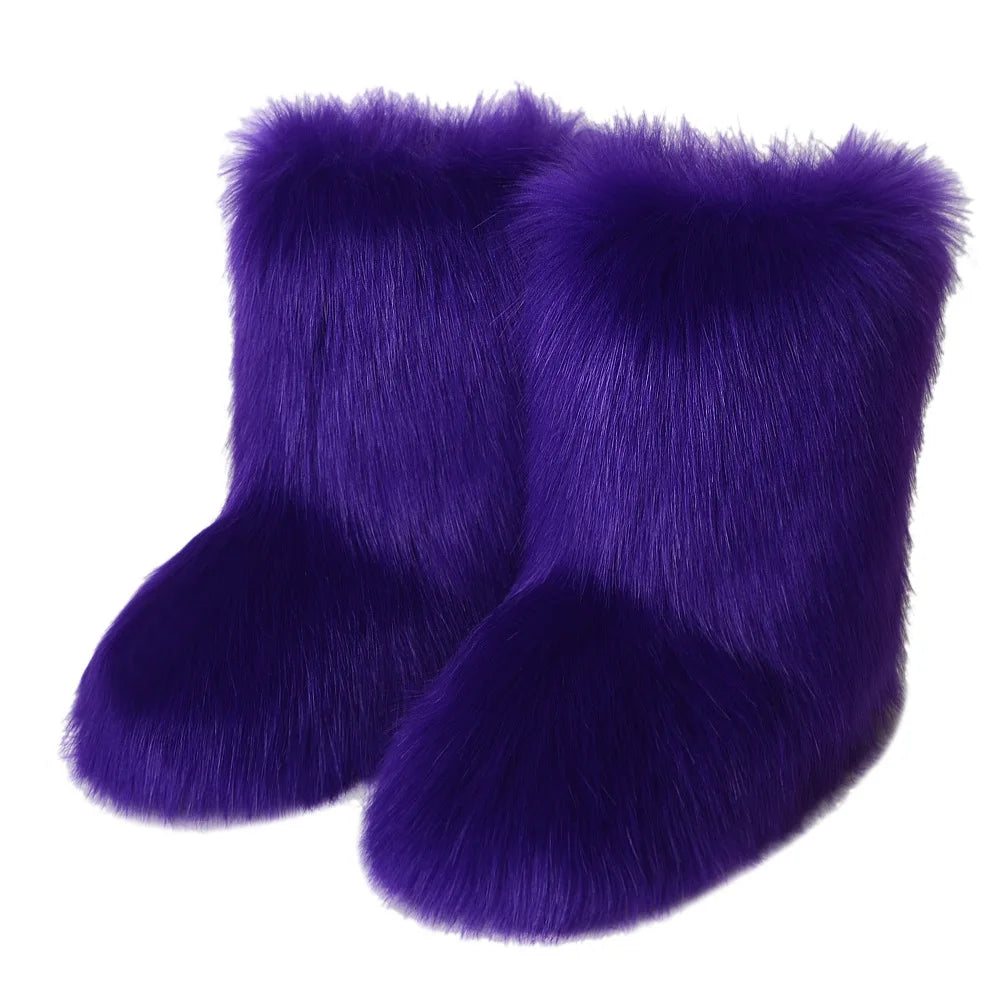 Fluffy Faux Fox Fur Boots (21 Colors Available)
