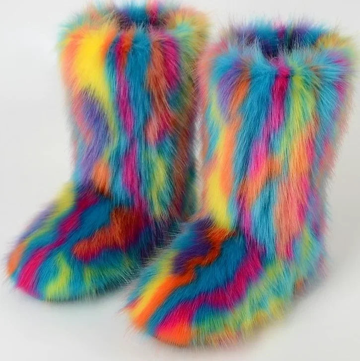 Fluffy Faux Fox Fur Boots (21 Colors Available)