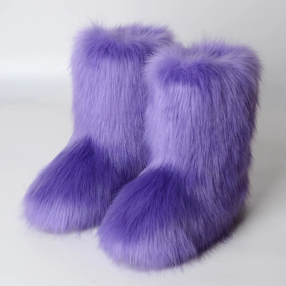 Fluffy Faux Fox Fur Boots (21 Colors Available)