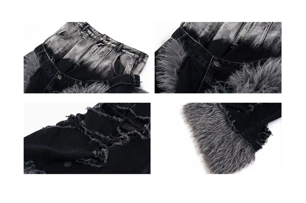 Faux Fur Denim "Bad Boy" Jeans