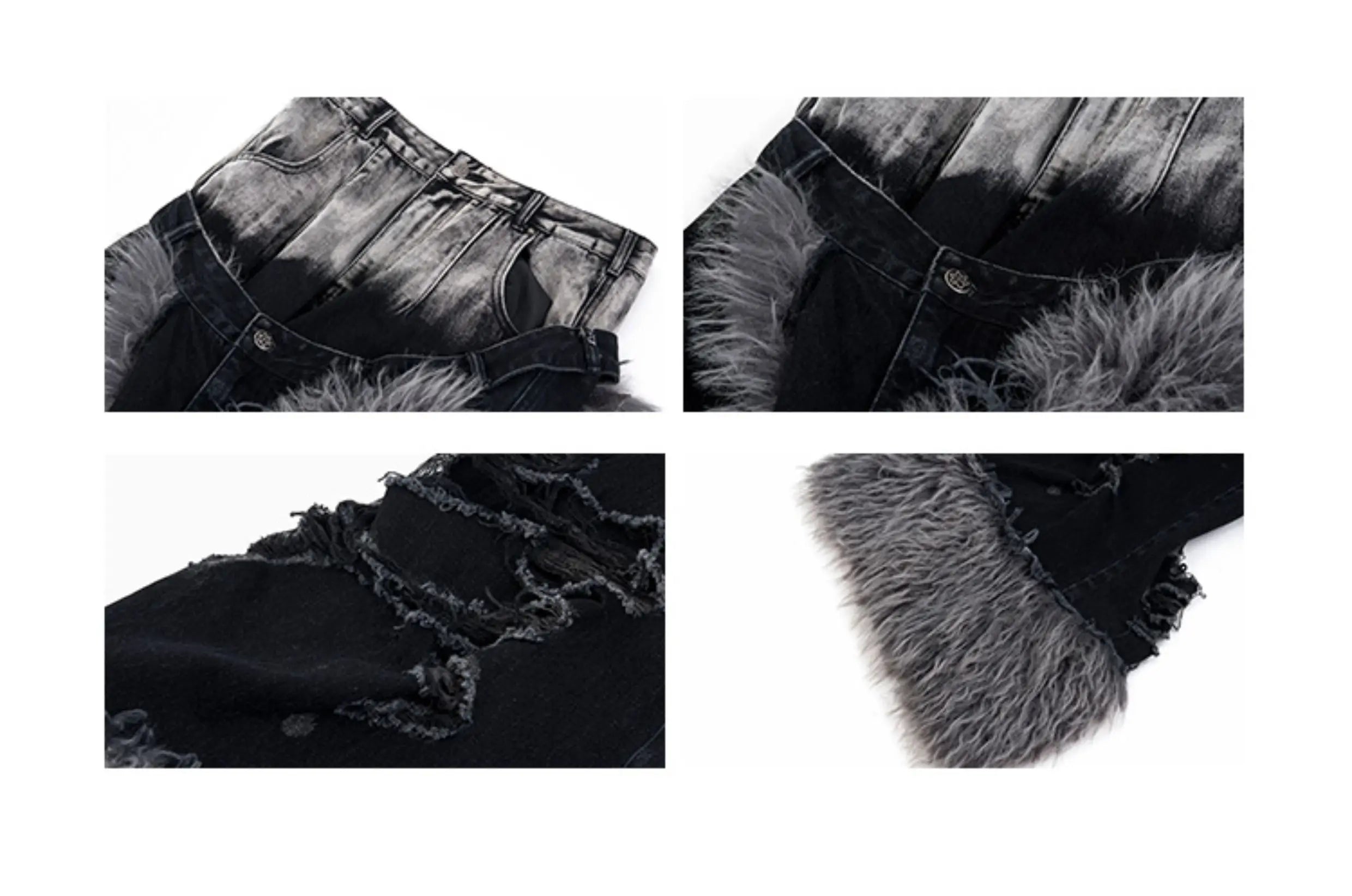 Faux Fur Denim "Bad Boy" Jeans