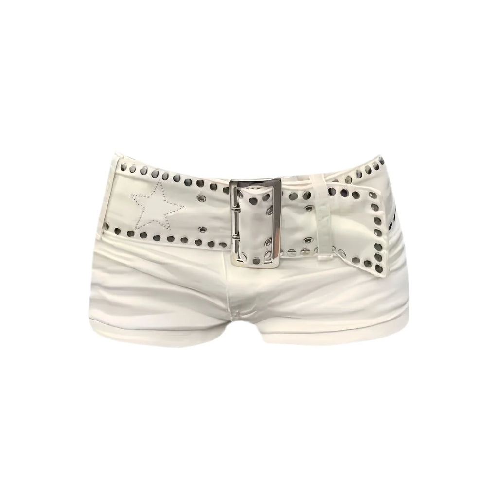 Y2K Buckle White Shorts