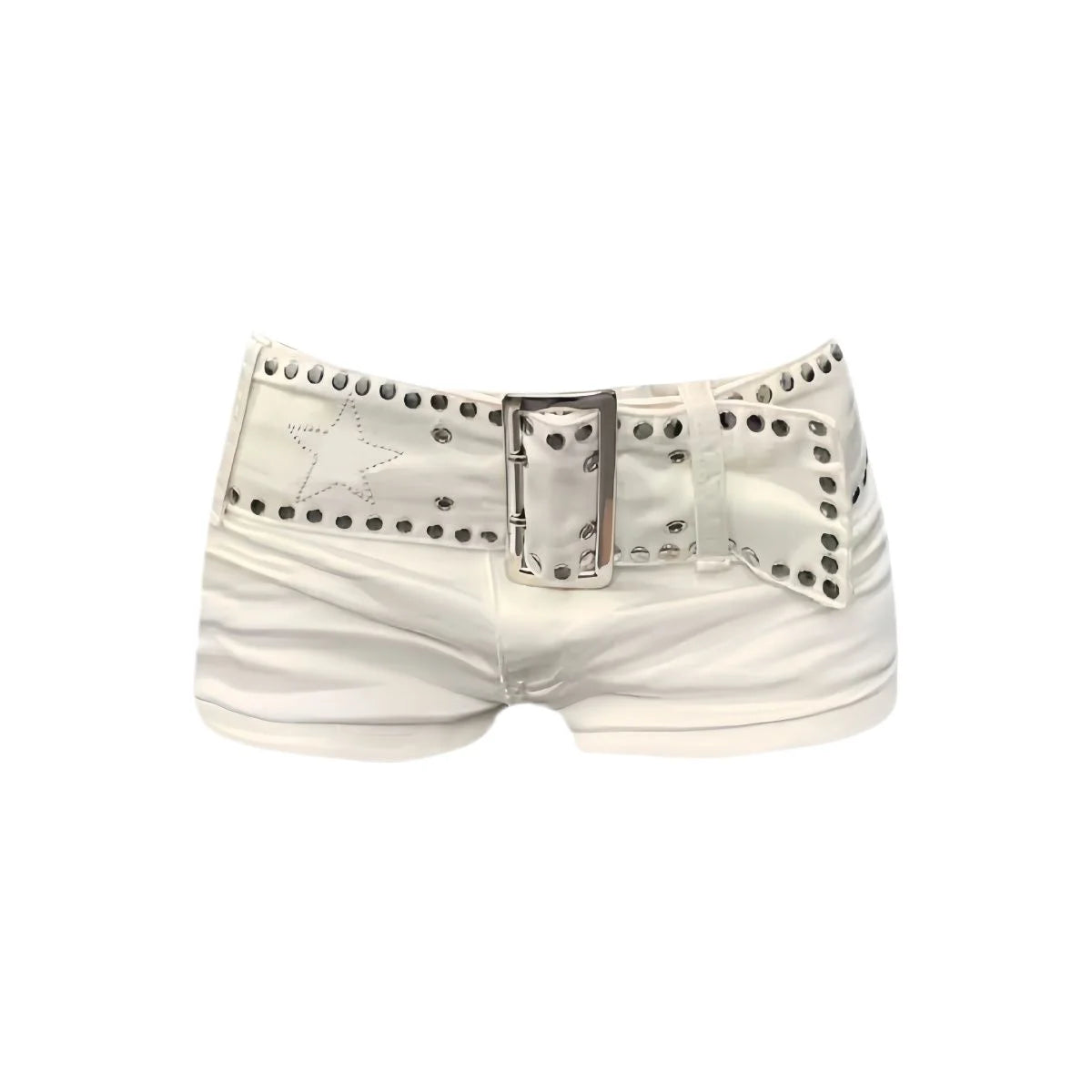 Y2K Buckle White Shorts