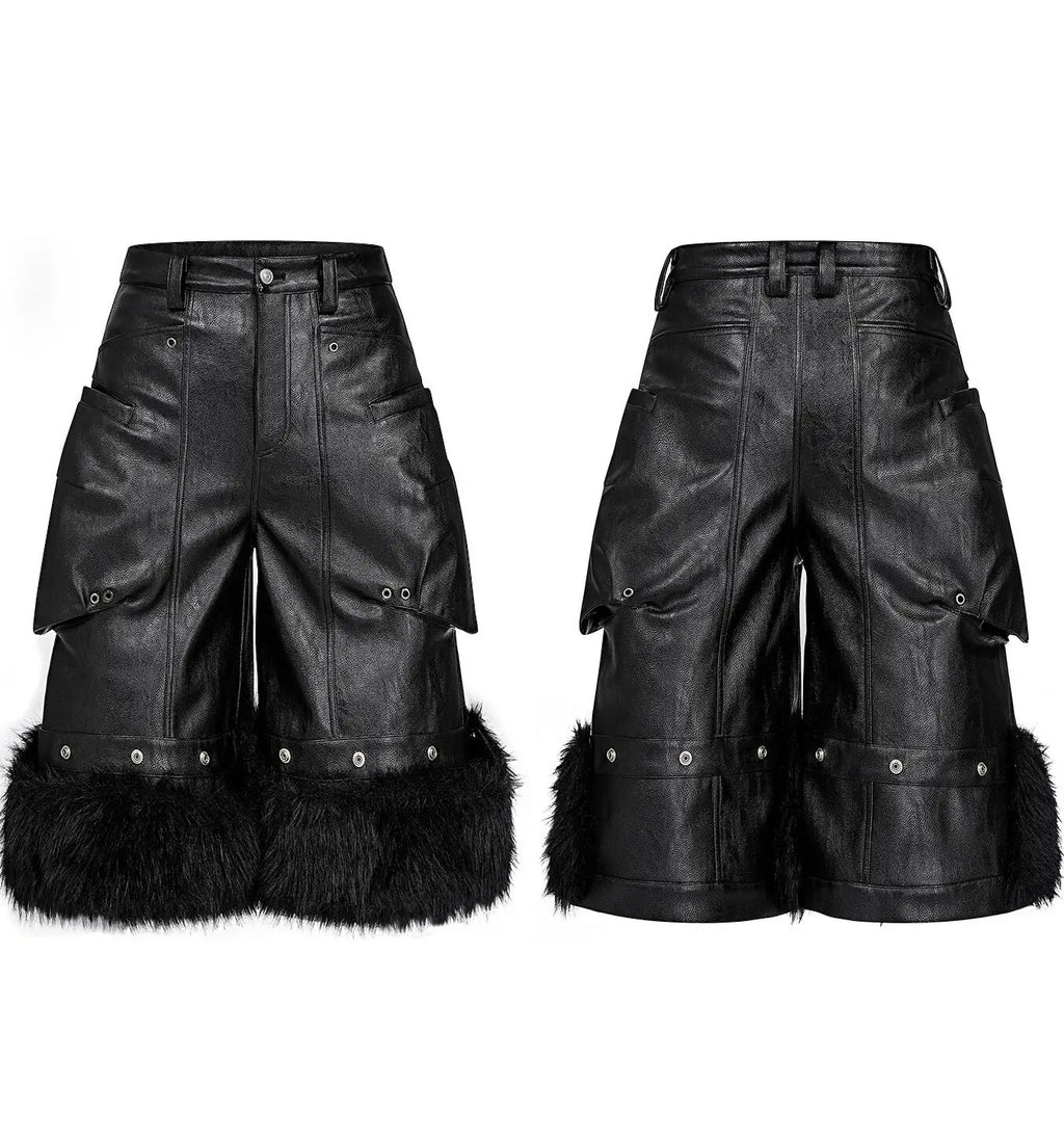 Leather Faux Fur Jorts