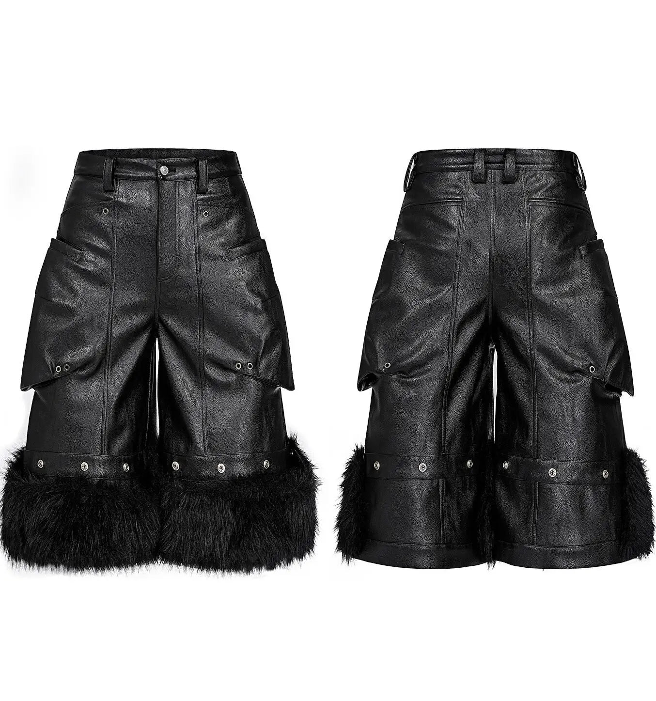 Leather Faux Fur Jorts