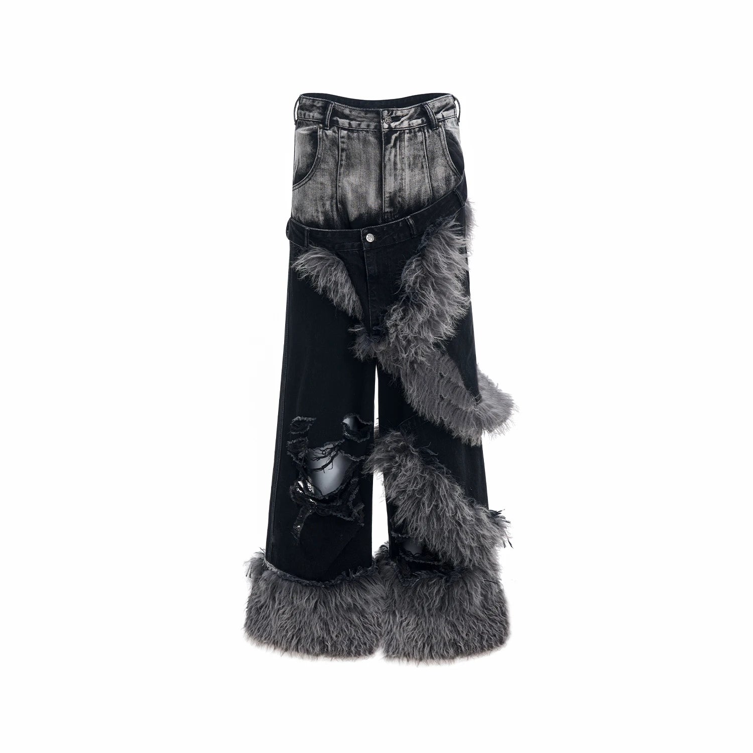 Faux Fur Denim "Bad Boy" Jeans