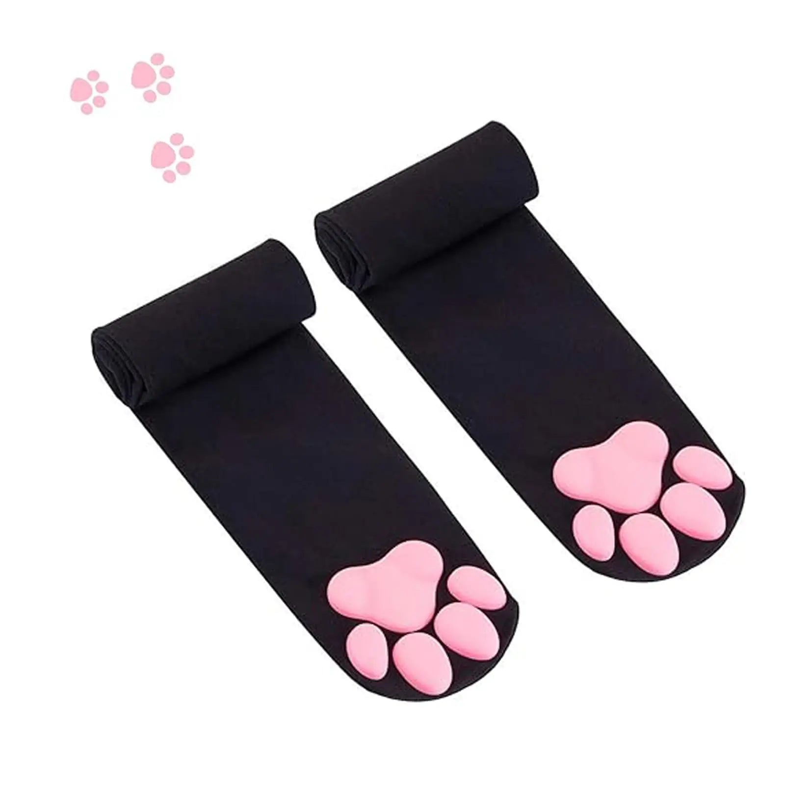 Paw Print Thigh High Socks