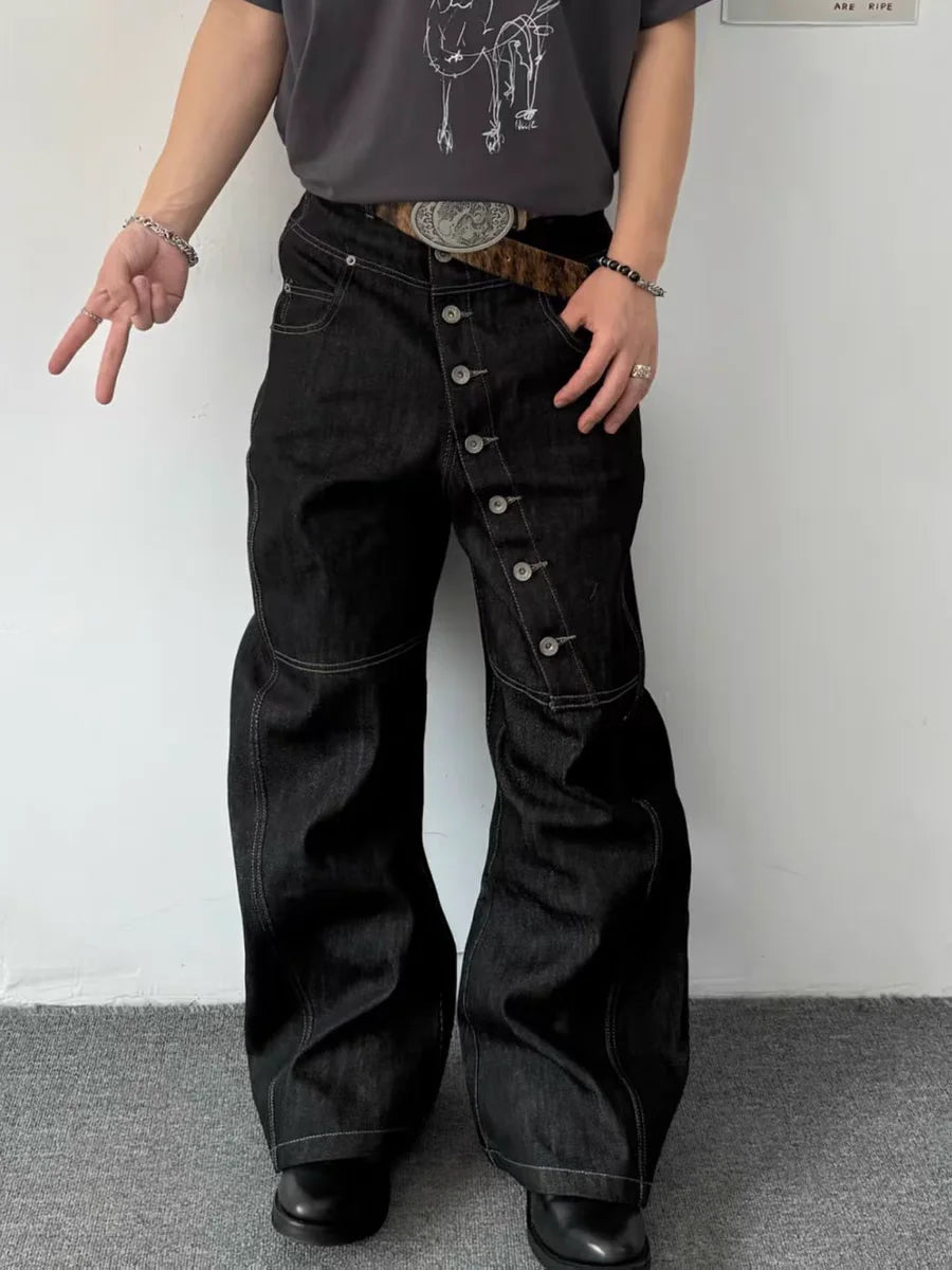 Retro Button-Up Bell Bottom Jeans