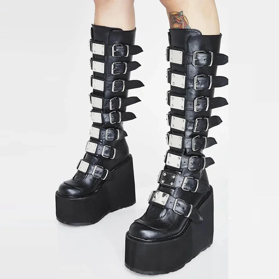 Buckle Babe Platform Boots
