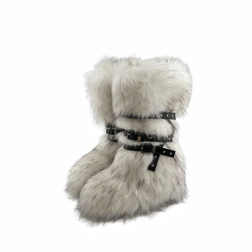 Faux Fur Buckle Down Boots
