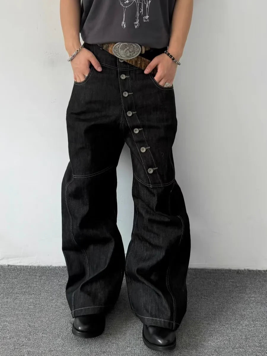 Retro Button-Up Bell Bottom Jeans