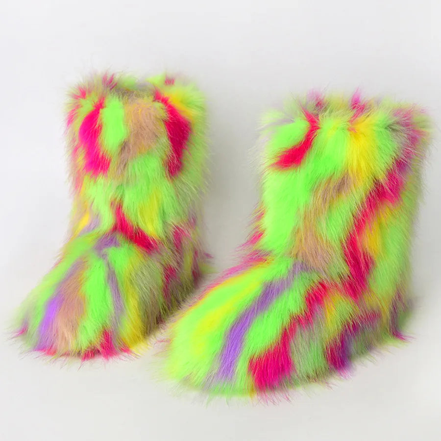 Fluffy Faux Fox Fur Boots (21 Colors Available)