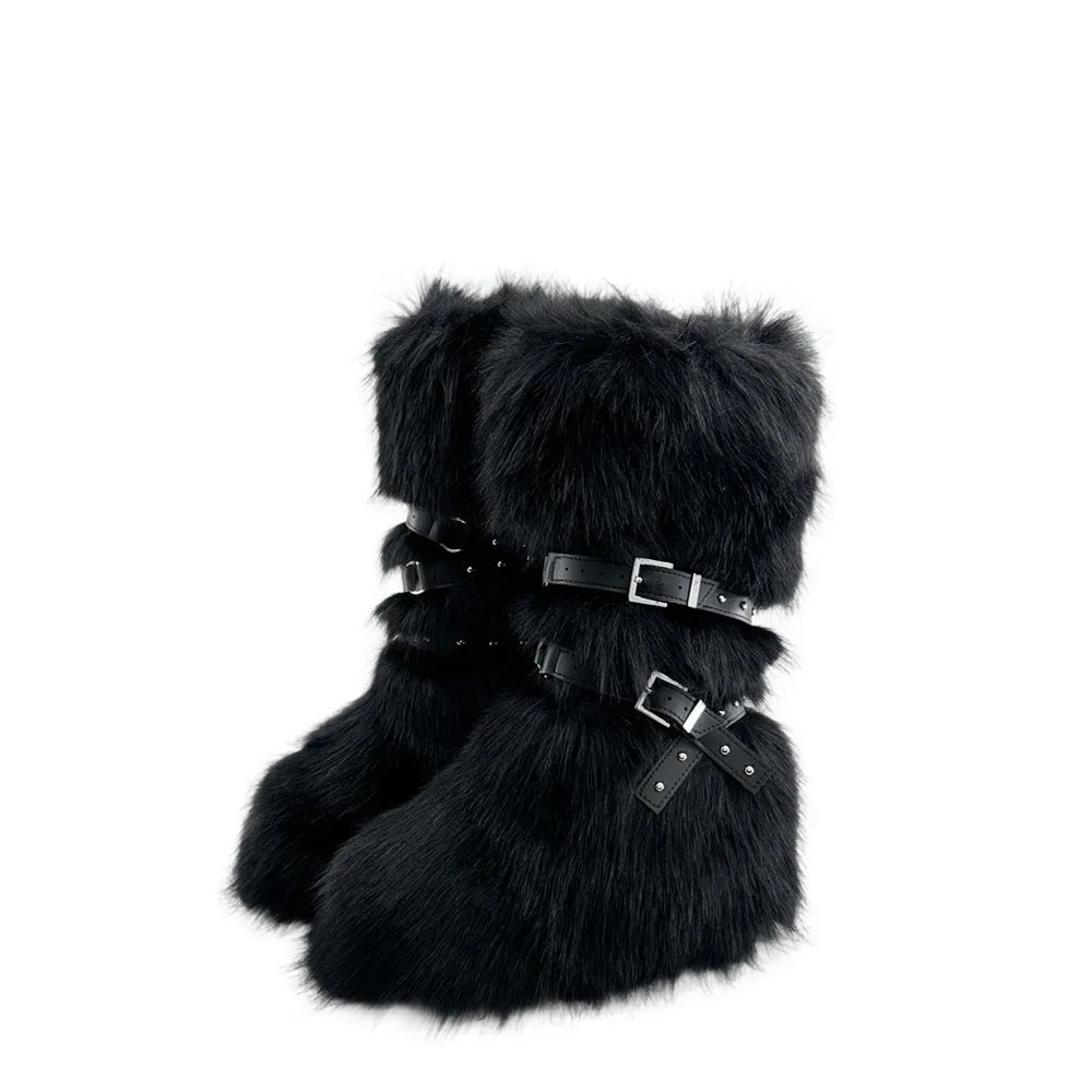 Faux Fur Buckle Down Boots