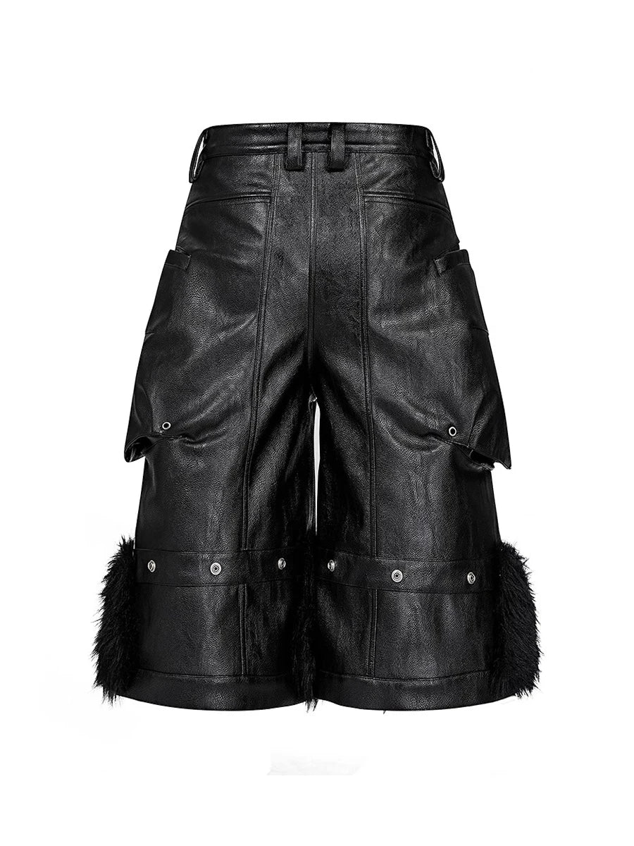 Leather Faux Fur Jorts