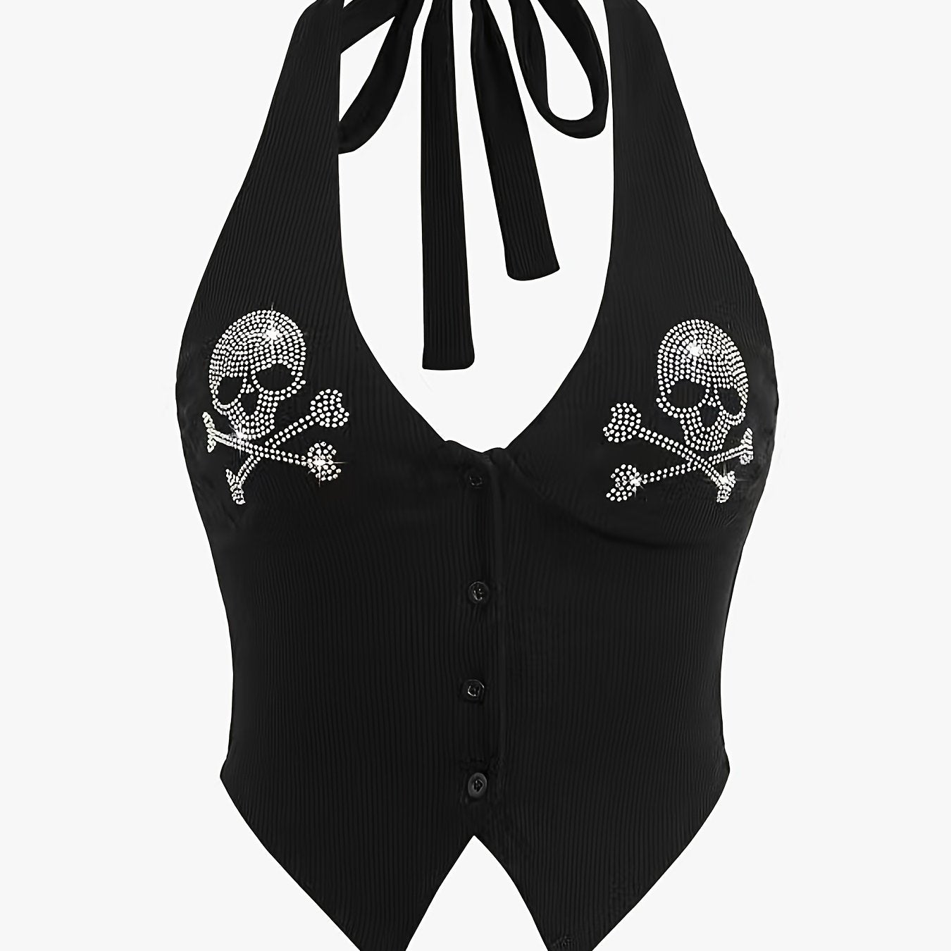 Skulled Rhinestone Halter Top